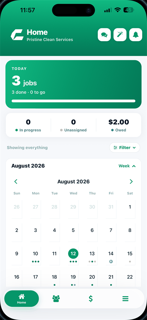 Crewty app home screen